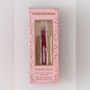Tweezerman Vintage Rose Mini Slant Tweezer with Case NEW